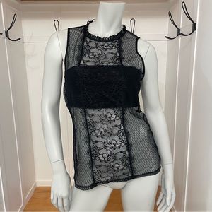 Express Black Lace Illusion Crop Top